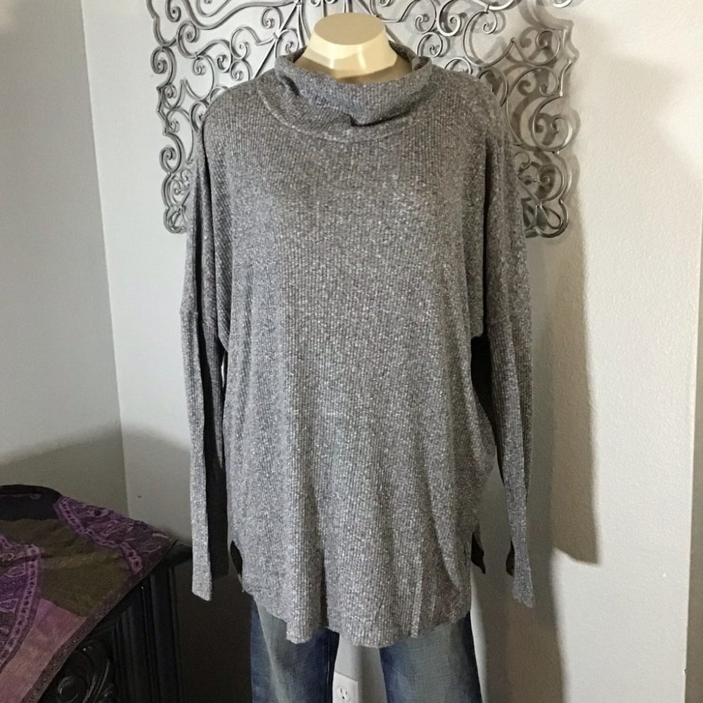Abound Gray Knit Cowl Neck Top Dolman Style Long Sleeves Large NWOT